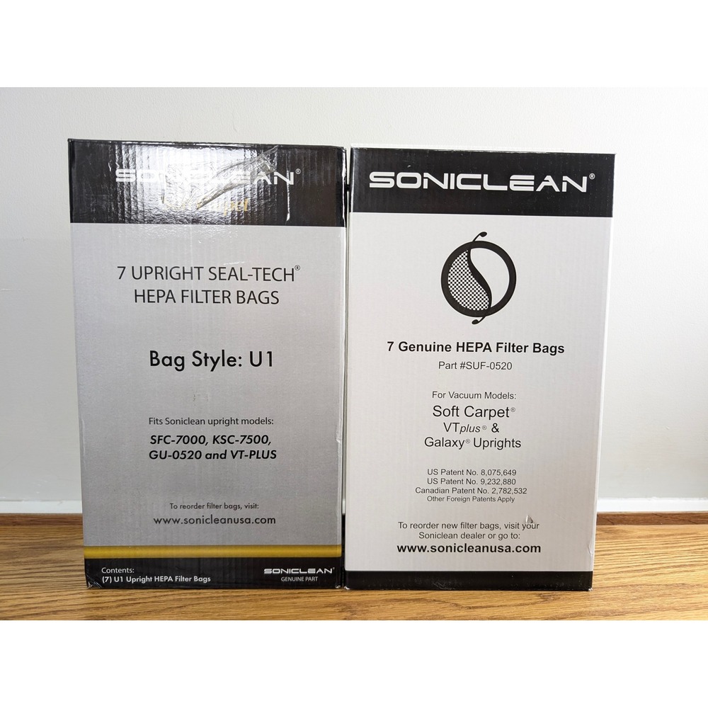 Soniclean U1 HEPA Vacuum Filter Bags SUF-0520 Soft Carpet VT Plus 12 Count Total